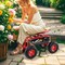 4-Wheel Outdoor Work Cart with Swivel Seat Steel Frame Tool Tray and Large Wheels for Gardening